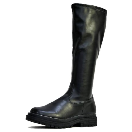 【2023年秋冬/再入荷】CAVOUR ロングブーツ ストレッチ トラックソール ラウンドトゥ キレイ目シルエット