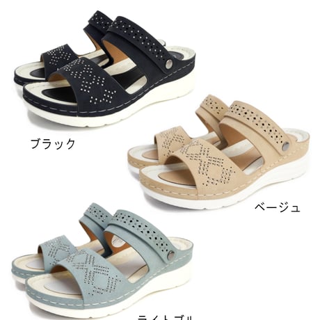 【2026年春夏新作】ミュールサンダル レディース 2WAY PARTAM 幅広 3E 軽い バックストラップ ビジュー