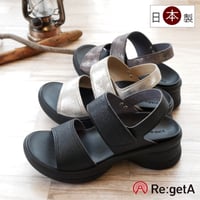 Re:getA リゲッタ サンダル レディース 日本製 軽量 3E 歩きやすい オフィス バックベルト ストラップ 生グミインソール 厚底 ウエッジソール EVA 痛くない