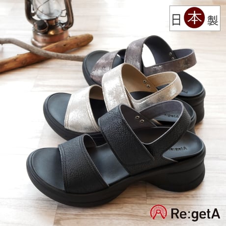 Re:getA リゲッタ サンダル レディース 日本製 軽量 3E 歩きやすい オフィス バックベルト ストラップ 生グミインソール 厚底 ウエッジソール EVA 痛くない