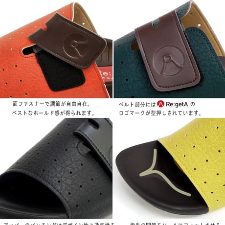 【2026年春/再入荷】Re:getA ルームサンダル リカバリー 日本製 パンチング ベルクロ 軽量 3e