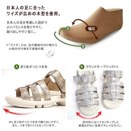 Re:getA 2ball サンダル グルカサンダル レディース 日本製 バックベルト 軽い