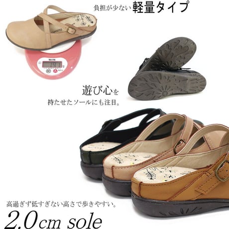 Penny Lane ペニーレイン クロッグスサンダル サボ インヒール ラウンドトゥ クロスベルト レディース