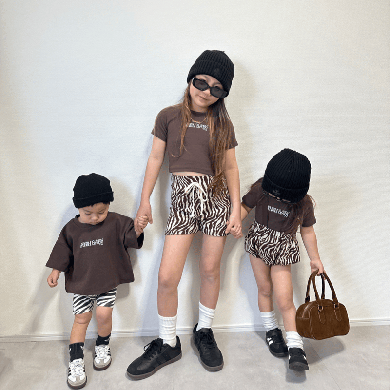 即納〉𝐎𝐫𝐢𝐠𝐢𝐧𝐚𝐥 ブラウンゼブラショートパンツ&ベビー | anon baby