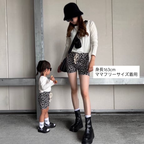 〈即納〉𝐎𝐫𝐢𝐠𝐢𝐧𝐚𝐥 ブラックレオパードショートパンツ&ベビー&ママ