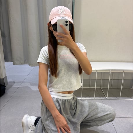 〈即納〉𝐎𝐫𝐢𝐠𝐢𝐧𝐚𝐥 Bebe coco ミニtee キッズ&ママ【グレー】