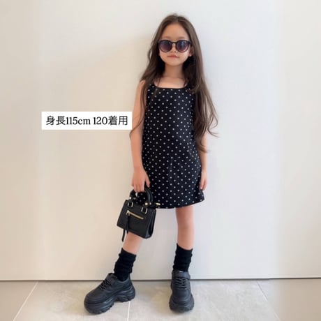 〈即納〉𝐎𝐫𝐢𝐠𝐢𝐧𝐚𝐥 ドットタンクミニワンピ【ブラック】
