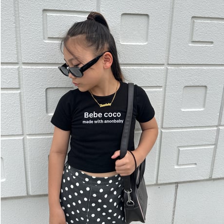 〈即納〉𝐎𝐫𝐢𝐠𝐢𝐧𝐚𝐥 Bebe coco ミニtee キッズ&ママ【ブラック】