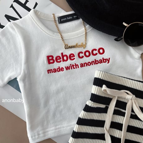 〈即納〉𝐎𝐫𝐢𝐠𝐢𝐧𝐚𝐥 Bebe coco ミニtee キッズ&ママ【ホワイト】