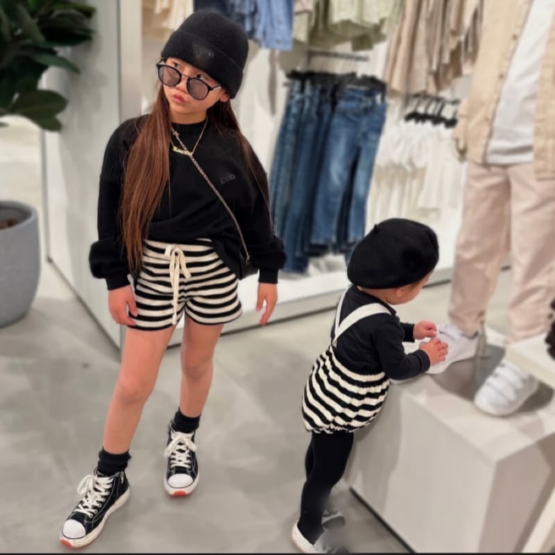 即納〉𝐎𝐫𝐢𝐠𝐢𝐧𝐚𝐥 ボーダーショートパンツ&ベビー&ママ | anon baby