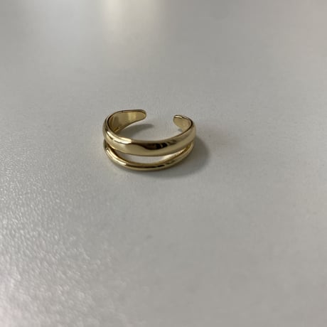 【NEW】2連重ね着け風リングsilver925（ゴールド）