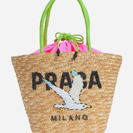 ◆即納◆ロゴ刺繍ストローBAG【SMALL】