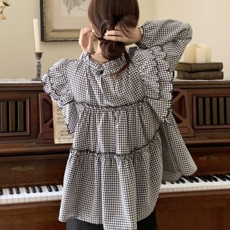 ◇予約◇スカラップティアードブラウス | MINSE