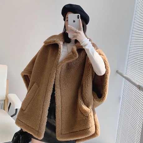 minse テディベア ケープ コート テディケープ ベージュ MaxMara風 minse テディベア ケープ コート テディケープ ベージュ MaxMara風