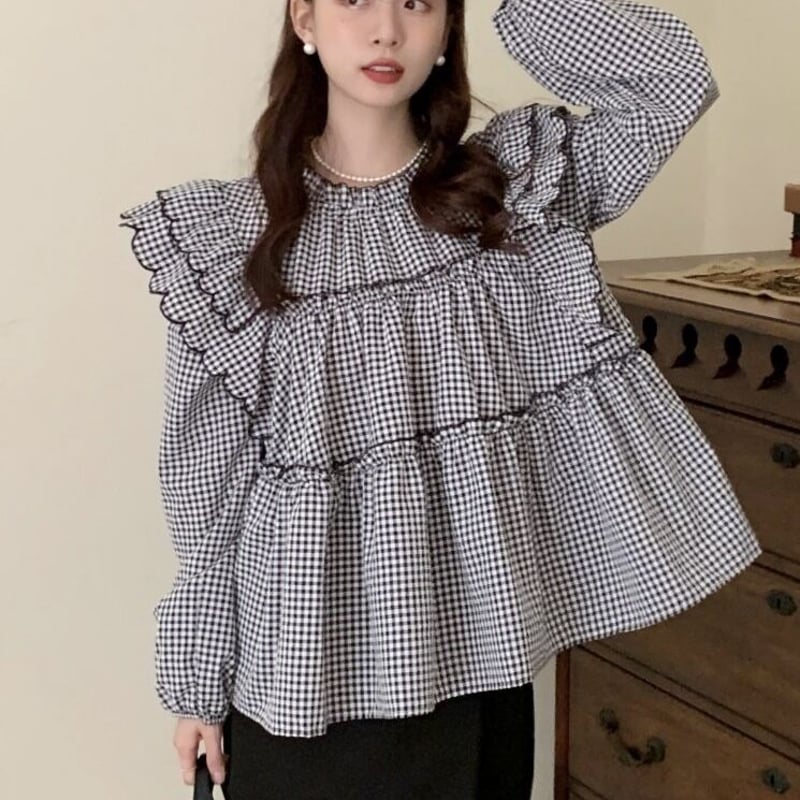 ◇予約◇スカラップティアードブラウス | MINSE