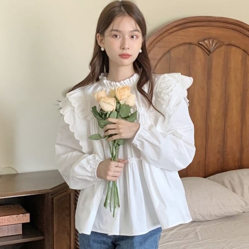 ◇予約◇スカラップティアードブラウス | MINSE