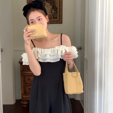 ◆予約◆オフショルフリルオールインワン