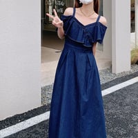 ◆予約◆オフショルデニムワンピース