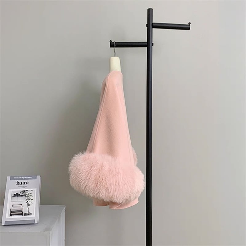 未使用品　レディー　ケープコート　フォックスファー　タグ付き　FREE ピンク 未使用品 レディー ケープコート フォックスファー タグ付き FREE