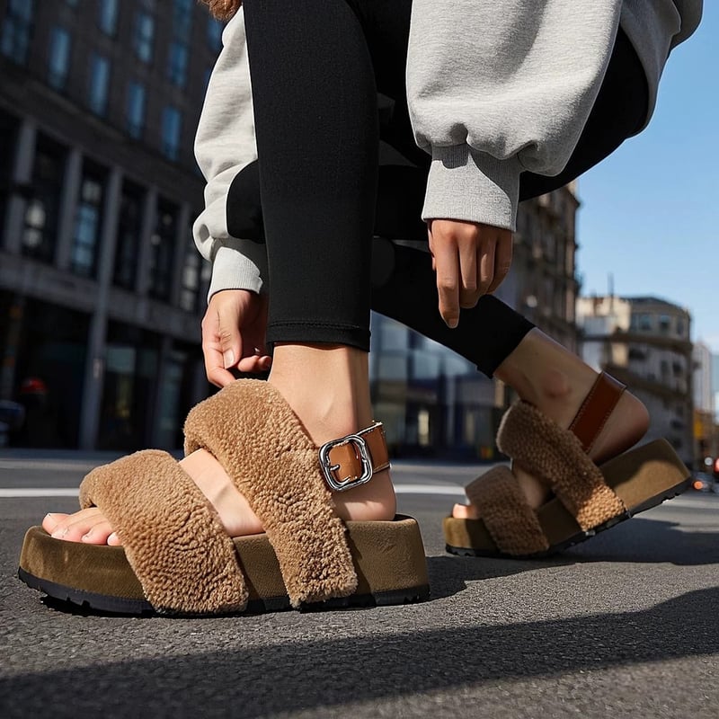 ◇予約◇厚底テディボアサンダル | MINSE