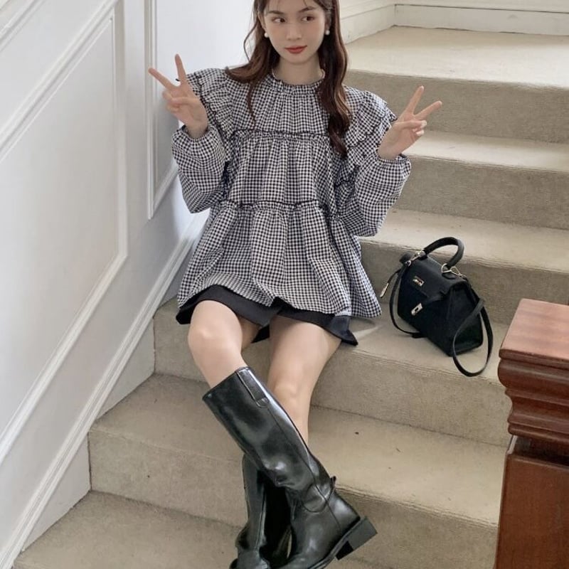 ◇予約◇スカラップティアードブラウス | MINSE