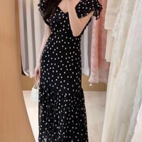 ◆予約◆ドットフリルロングワンピース