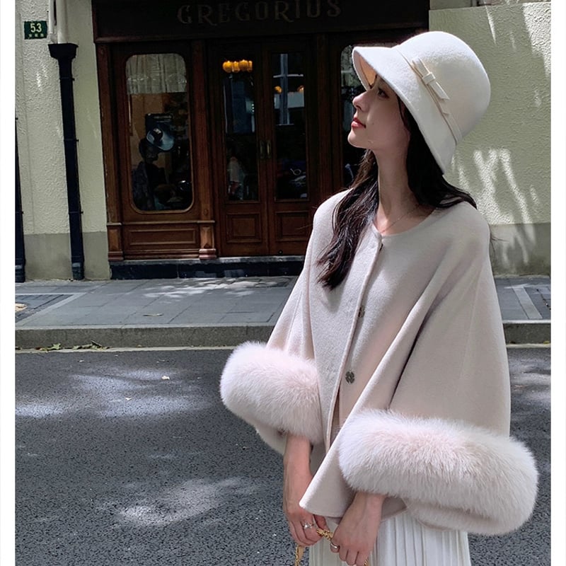 専用セブンテン　ファーボアケープコート ボアロングケープ(オフホワイト) - seventen