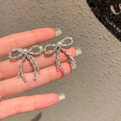◆予約◆シャイニーテールリボンピアス