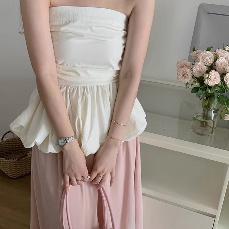 LILYBROWN バルーンペプラムベアトップス LILY BROWN バルーンぺプラムベアトップス ホワイト