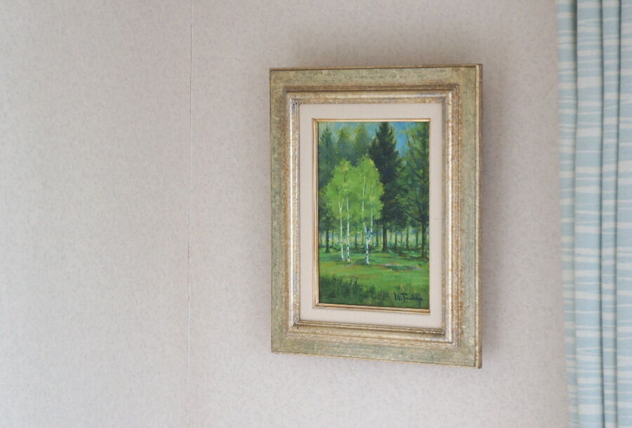 新緑の白樺」油彩画 SM | Mini-Paint