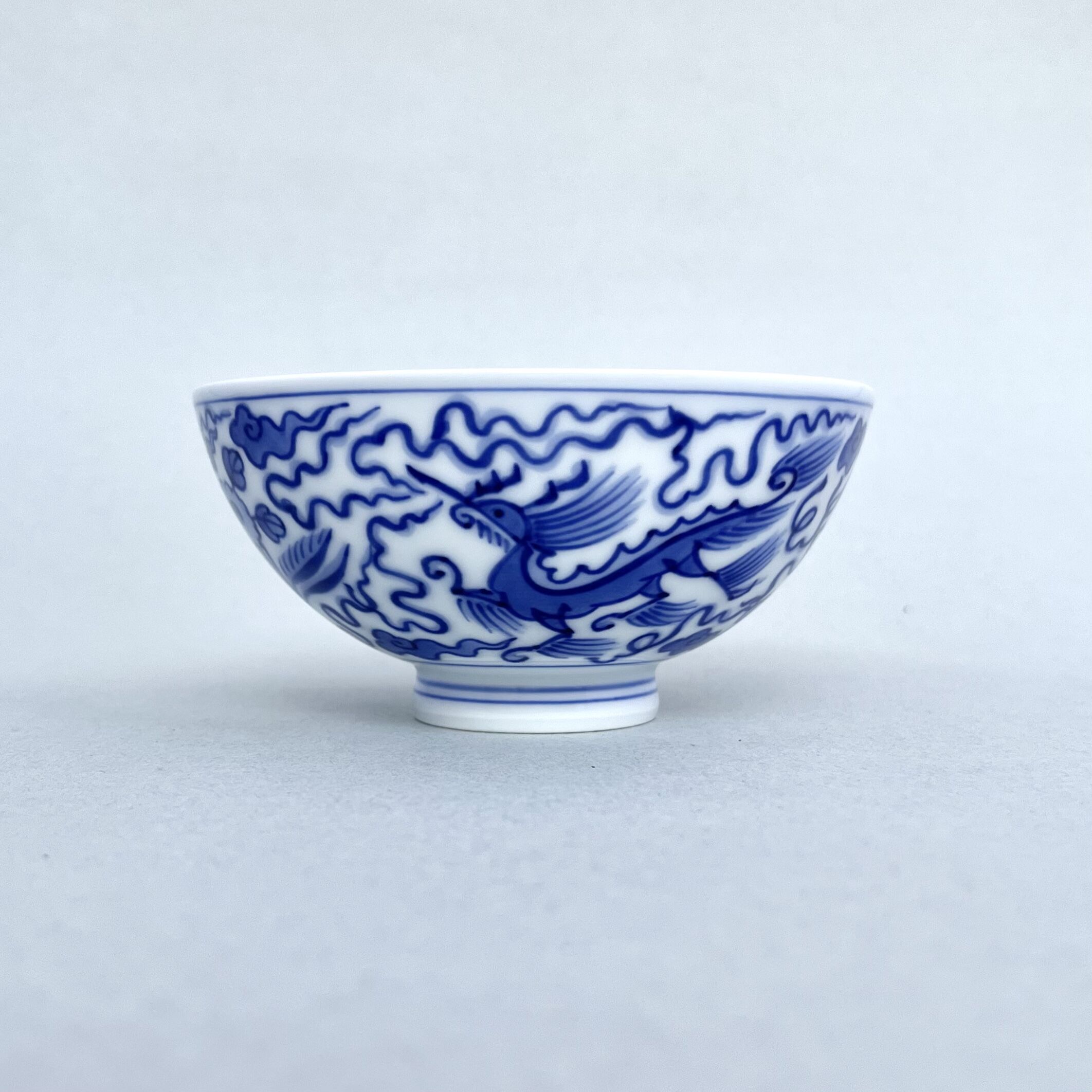 時代もの　染付　青海波　龍鳳凰文飯碗 original