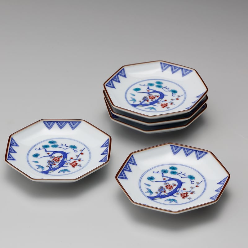 染錦松竹梅文銘々皿 | 辻精磁社 つじのくら