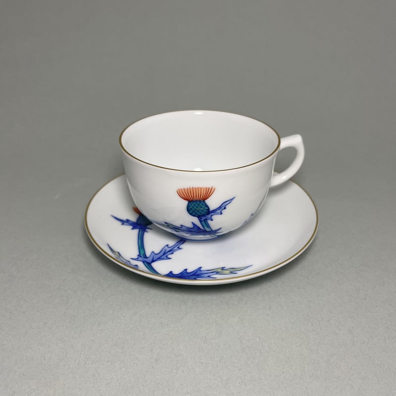 染錦あざみ文珈琲碗 | 辻精磁社 つじのくら