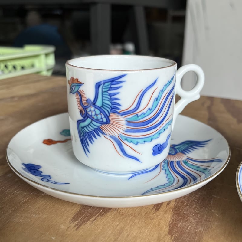 染錦瑞雲鳳凰文珈琲碗／染錦龍鳳凰文珈琲碗 | 辻精磁社 つじのくら