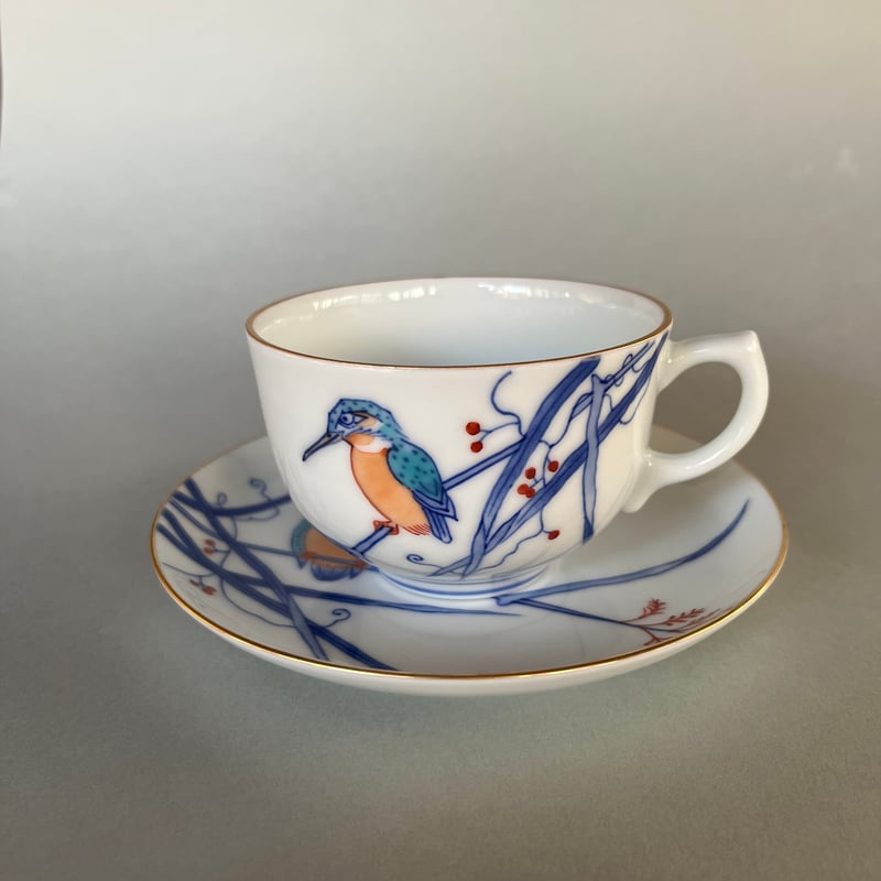 染錦かわせみ文コーヒー碗 | 辻精磁社 つじのくら