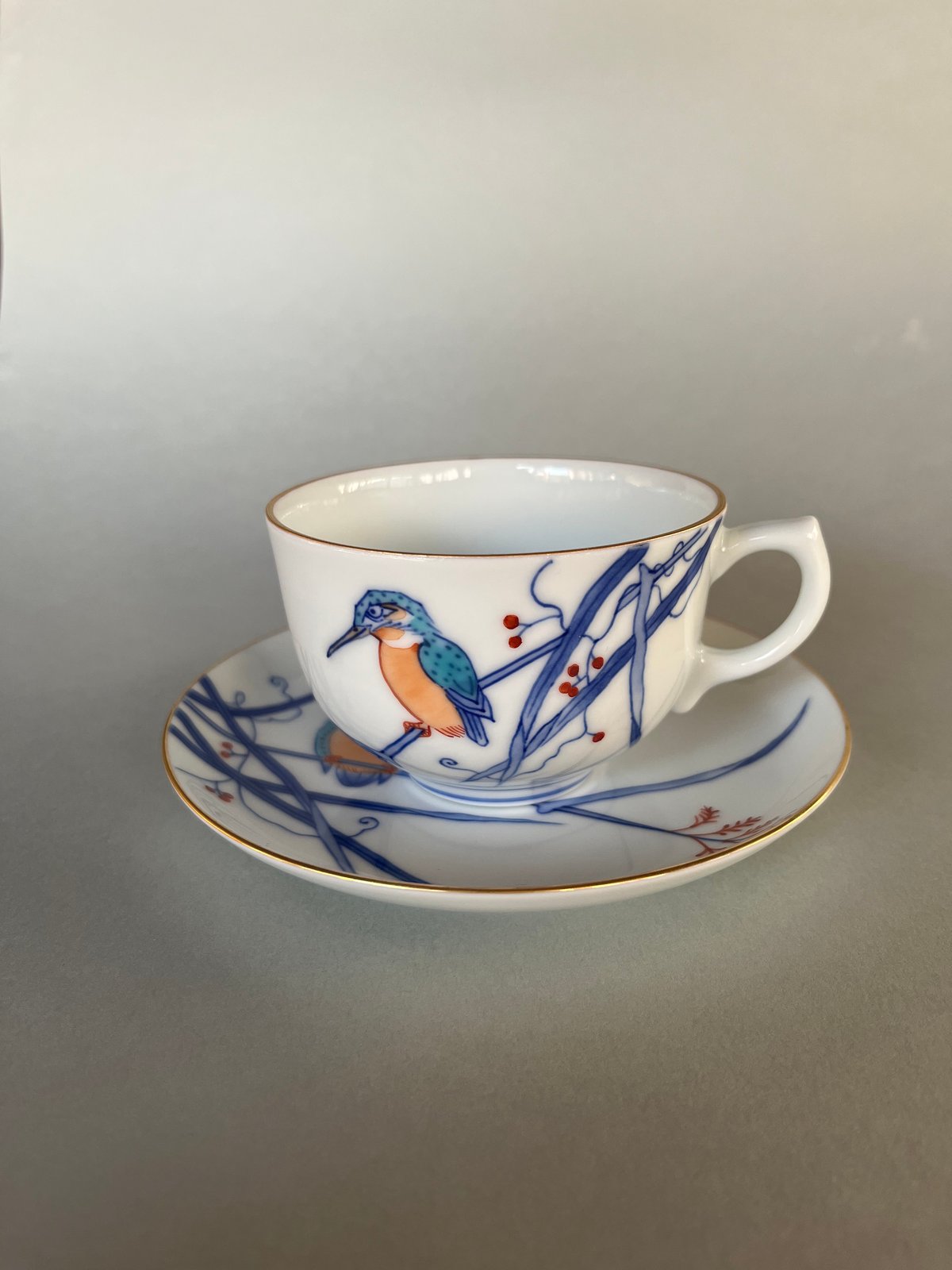 染錦かわせみ文コーヒー碗 | 辻精磁社 つじのくら