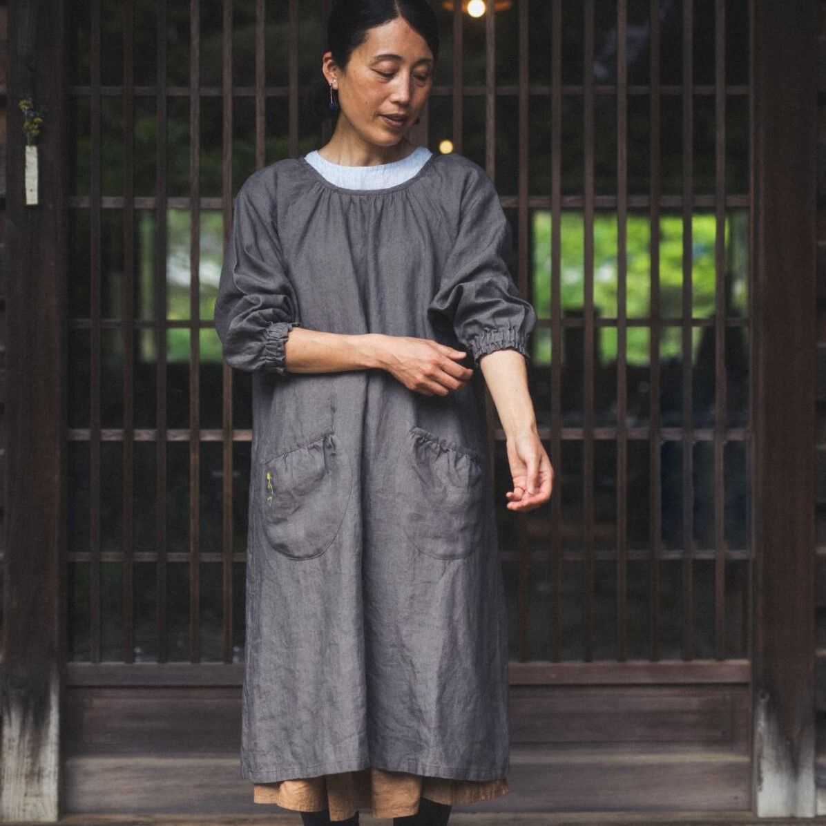 割烹着 linen made in Japan （オーダーメイド：生地の色、ポケットの
