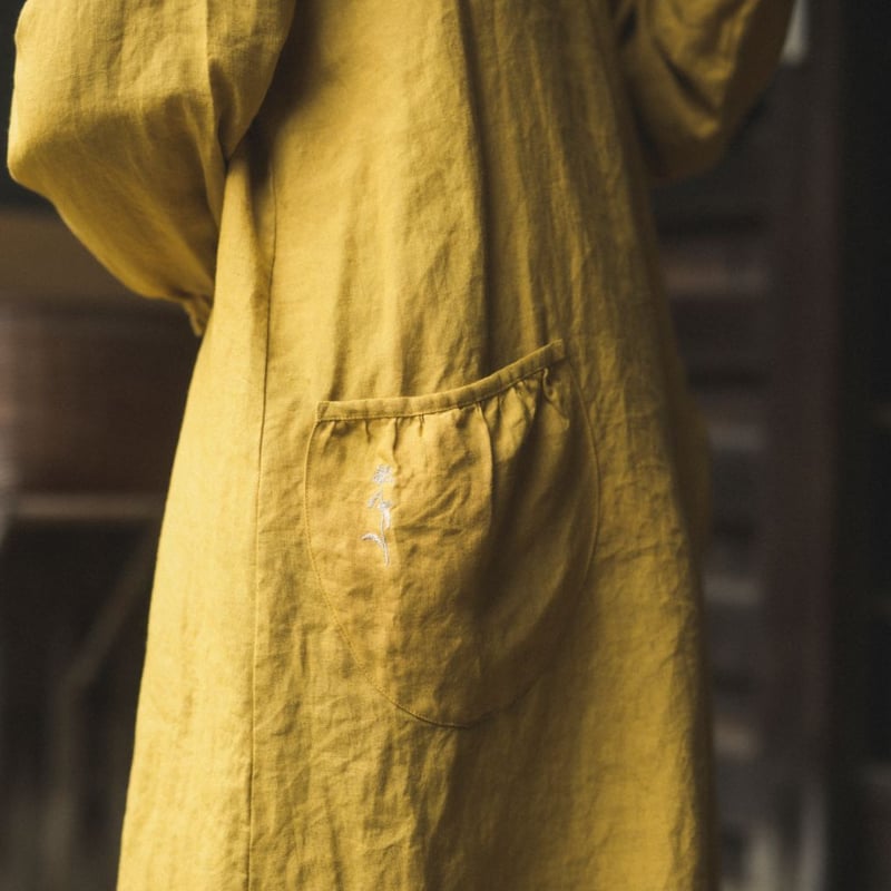 割烹着 linen made in Japan （オーダーメイド：生地の色、ポケットの