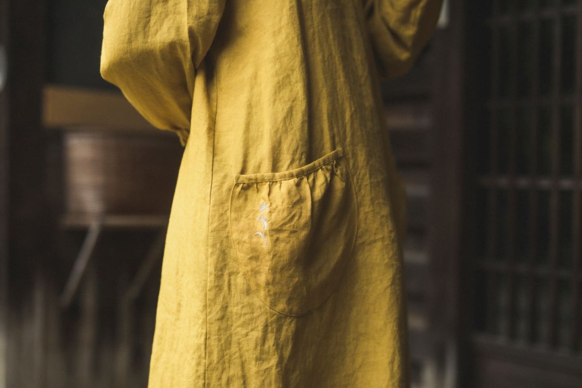 割烹着 linen made in Japan （オーダーメイド：生地の色、ポケットの