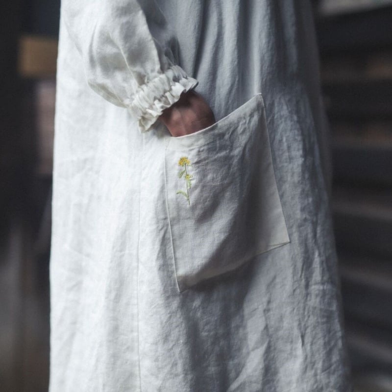 割烹着 linen made in Japan （オーダーメイド：生地の色、ポケットの