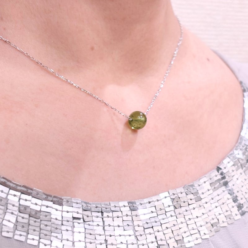 K14WG ペリドット 5石 ネックレス ペリドットピンチェーンネックレスK18WG | Crystal & Marche Mio