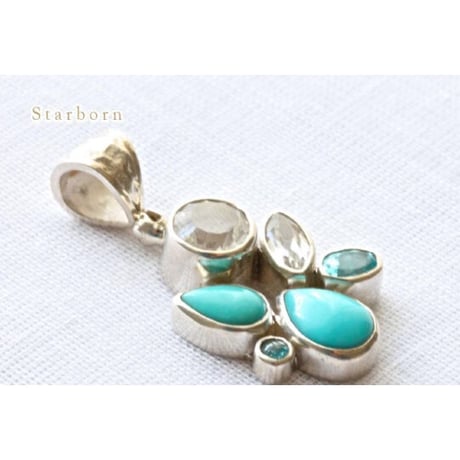 **: Clear quartz * Apatite * Turquoise * White topaz *;*