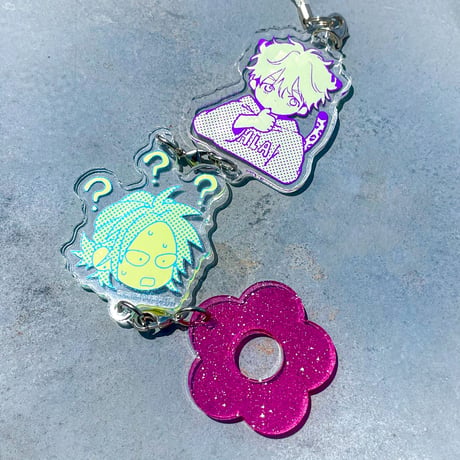 NUUDE2周年記念カフェ『Neon Dream Boy SUMMER』🌟⛓️🌼チャーム付き♡ミニアクリルキーホルダー（鈴丸みんた）