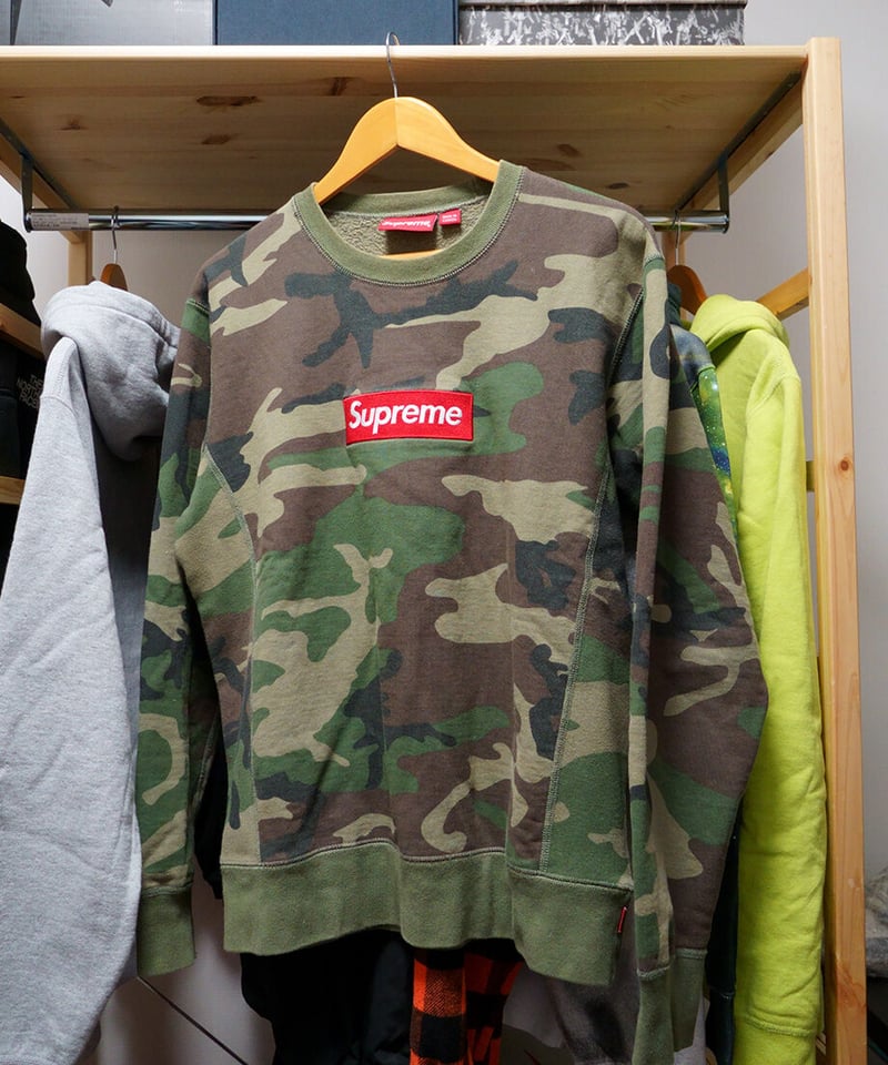 スウェットsupreme box logo crewneck camo m 18aw