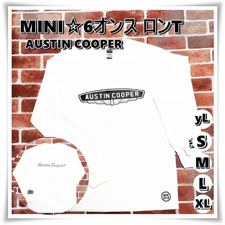 MINI ☆6オンス コットン100 ロンT＜白＞AUSTIN COOPER☆ローバーミニ