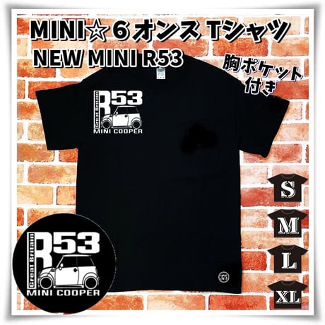 MINI ☆6オンス ポケット付きTシャツ＜ブラック＞ NEWミニ R53