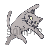 【イラスト】ヨガ猫 - ねじった三角のポーズ
