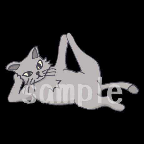 【イラスト】ヨガ猫 - 横向きの足上げ