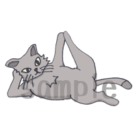 【イラスト】ヨガ猫 - 横向きの足上げ