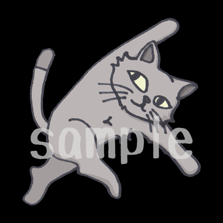 【イラスト】ヨガ猫 - ねじった三角のポーズ